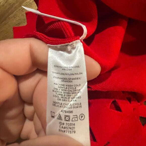 Ann Taylor Sweater Dress Red Fitted Knit‎ Lace Cut Out Midi Sleeveless Stretch S - Picture 5 of 10